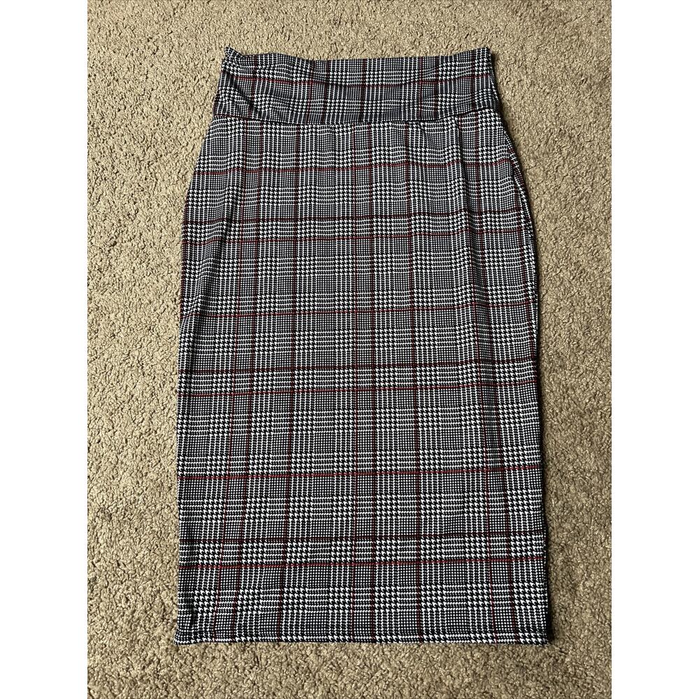 Women’s Size Small Arabella Black White & Plaid Pencil Skirt